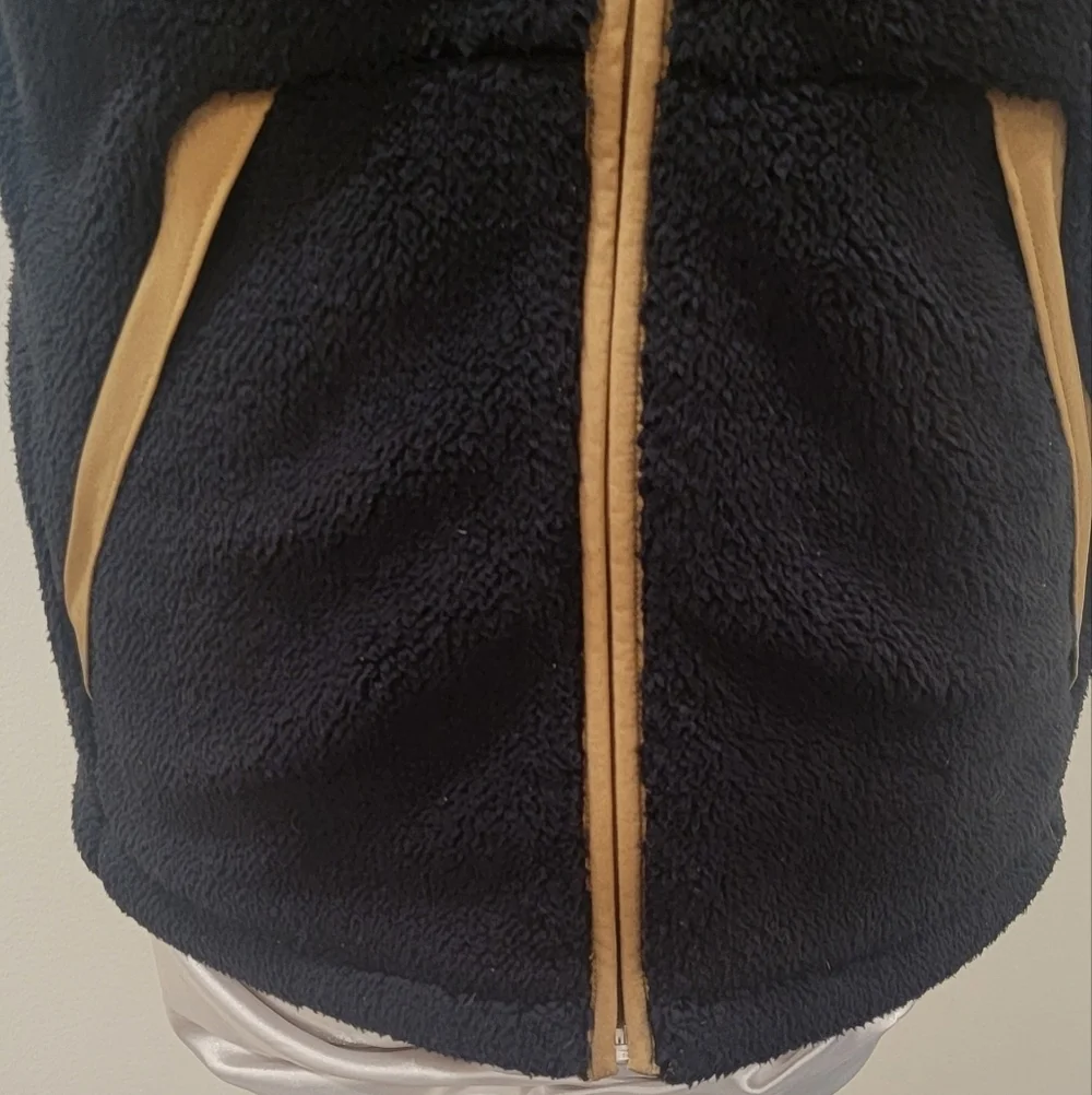 MEN'S THE NORTH FACE BLACK FLEECE VEST WITH TAN TRIM (sz Small)